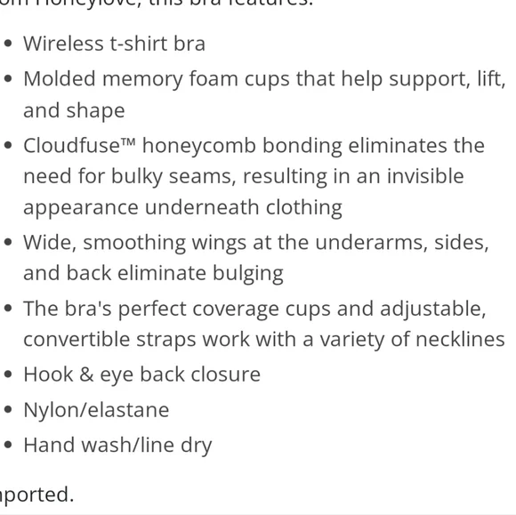 NWOT HONEYLOVE CLOUD EMBRACE WIRELESS CONTOUR T-SHIRT BRA
